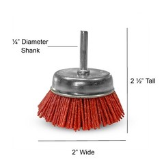 2″ Nylon End Cup Brush 1/4″ Shank Coarse 3 Pack Red Drill Brush Wire Abrasive