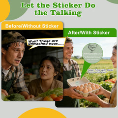 500 Pcs Egg Carton Stickers 2 Inch Farm Fresh Unwashed Eggs Labels with Collecte