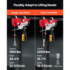 Uimoso Electric Hoist 2200lbs Crane Winch with Wired Remote Control 1600W 110V