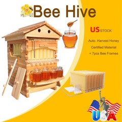 Auto Seep Full Set 7PCS Beehive Honey Hive Frame +Cedarwood Beekeeping Brood Box