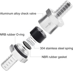 1/4″ Fuel Check Valve One Way Inline Non Return Diesel Gasoline Black 6mm 2Pcs