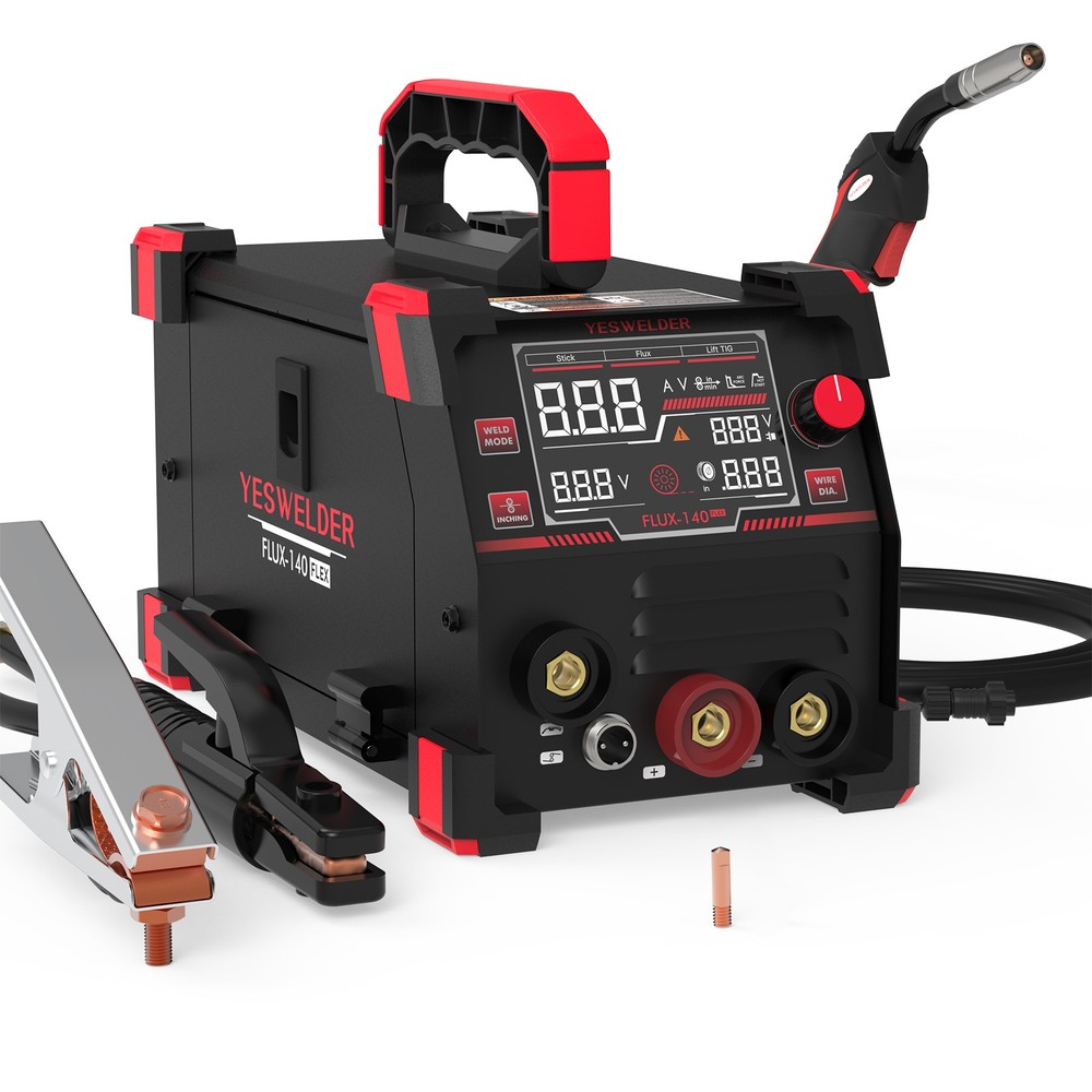 140A MIG Welder 110V, 3-in-1 Flux Core/Lift TIG/Stick, Large LED Display, IGBT