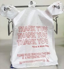 Bags 1/6 Large 21 x 6.5 x 11.5 “Thank You” T-Shirt Plastic Grocery Shopping Bags