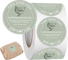 500 Pcs Egg Carton Stickers 2 Inch Farm Fresh Unwashed Eggs Labels with Collecte