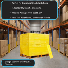 4 Rls 18″x1500′ Cast Packing Stretch Film Shrink Hand Wrap (80 Ga) Dark Yellow