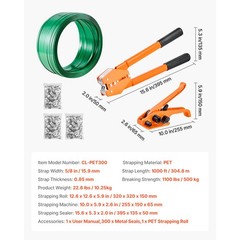 Uimoso Banding Strapping Kit with 5/8″ 1000ft PET Strap and 300 Metal Seals