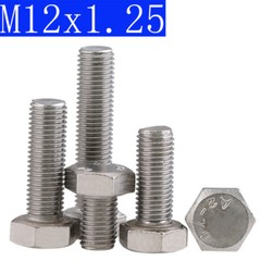 M12 – 1.25 Fine Thread 304 Stainless Steel Hex Cap Bolt / Screw DIN 933 Tap A2
