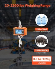 Digital Crane Scale, 2200 lbs/1000 kg, Industrial Heavy Duty Hanging Scale with