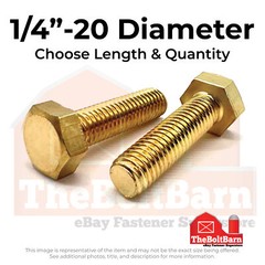 1/4″-20 Brass Hex Tap Bolts Full Thread (Choose Length & Qty)