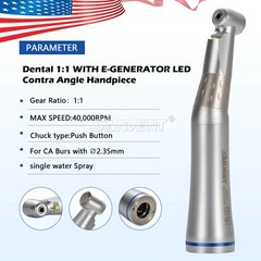 SANDENT Dental 1:1 LED Fiber Optic Handpiece Low Speed Contra Angle E-generator