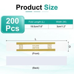 200Pcs Money Band 10000 Dollar Money Bill Wrapper Self-Adhesive Dark Yellow