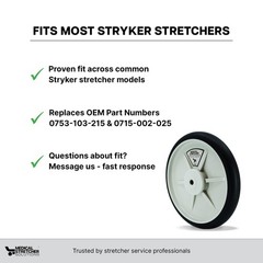 Stryker Stretcher Wheel 8″ Replaces 0753-103-215 & 0715-002-025*NEW*