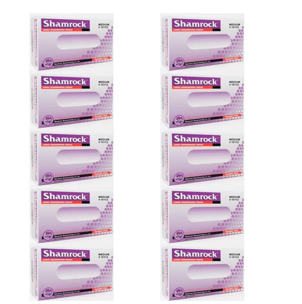 Shamrock Powder Free Examination Latex Gloves 1000 PCS Medium 10112 – New