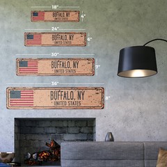 BUFFALO NY UNITED STATES Vintage Street Sign American flag city country rustic