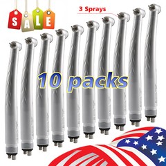 10 Yabangbang Dental Turbine 3 Triple Water Spray 4 Holes High Speed Handpiece