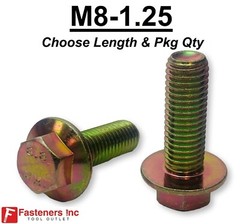 M8-1.25 Grade 8.8 Metric Flange Bolts Yellow Zinc (Choose Length & Qty’s)