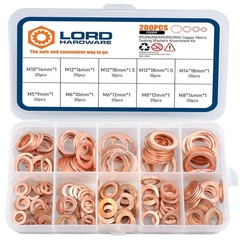 200pcs Copper Crush Washer Kit 9 Size Metric Sealing Oil Drain Plug Banjo M5-M14