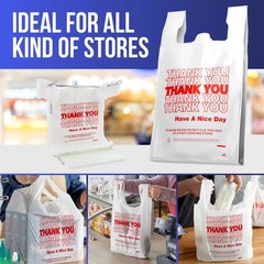 Thank You Plastic T-Shirt Bags 11.5×6.5×21 for Grocery Retail Shopping Carry Out