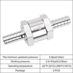 1/4″ Fuel Check Valve One Way Inline Non Return Diesel Gasoline Black 6mm 2Pcs