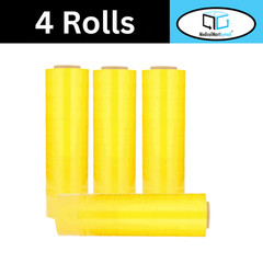 4 Rls 18″x1500′ Cast Packing Stretch Film Shrink Hand Wrap (80 Ga) Dark Yellow