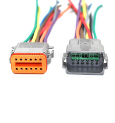 Assembled Deutsch 2,3,4,6,8,12 Pin,12, 14, 16 & 18 AWG waterproof connector