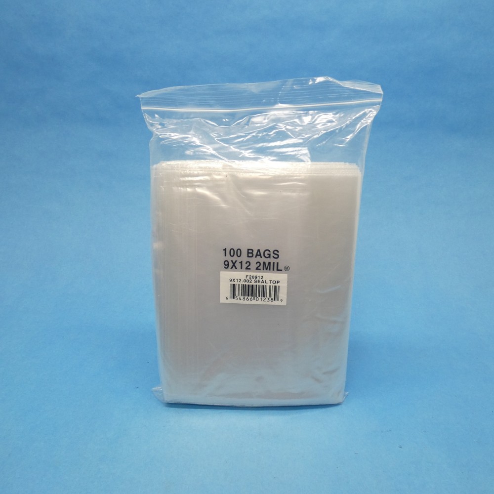 Elkay Plastics F20912 Clear Top Zip Seal Bag 9 x 12 IN 2 Mil Qty 100