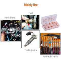200pcs Copper Crush Washer Kit 9 Size Metric Sealing Oil Drain Plug Banjo M5-M14