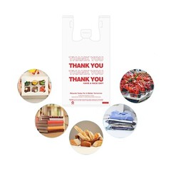 THANK YOU 12×6.5×22 T-Shirt Shopping Bags Plastic Shopping Merchandise Bag White