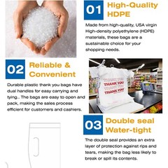 THANK YOU 12×6.5×22 T-Shirt Shopping Bags Plastic Shopping Merchandise Bag White