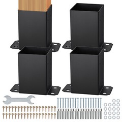VEVOR 4 Pack 4×4 Post Base Brackets Heavy Duty Wood Post Fence Post Anchor