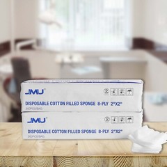 JMU Disposable Cotton Filled Sponge Medical Cotton Gauze Pads 8-Ply 2″X2″