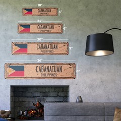 CABANATUAN PHILIPPINES Vintage Street Sign Filipino flag city country rustic
