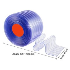 Uimoso PVC Ribbed Strip Curtain Roll, 101 ft x 12 in, Durable Plastic Door Cover