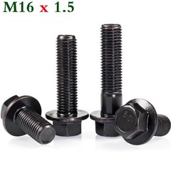 M16 x 1.5 Fine Thread Class 10.9 Hex Head Flange Screws Frame Bolts Black Oxide