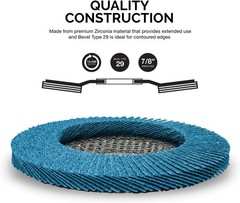 11118A 10 Pack Zirconia Flap Discs 4-1/2 for Angle Grinder, 80 Grit Flapper Whee