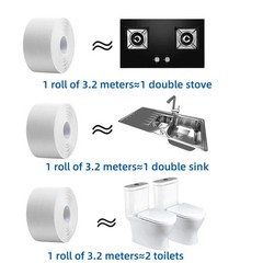 1/2/3.2M PVC Self-adhesive Sealing Tape Waterproof Oil-Proof Kitchen Sink Edge