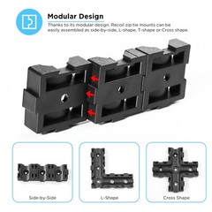 Recoil ZTM25-K100 100Pcs Modular Cable Zip Tie Mounts, Dual Slots, Size 1” X 1”