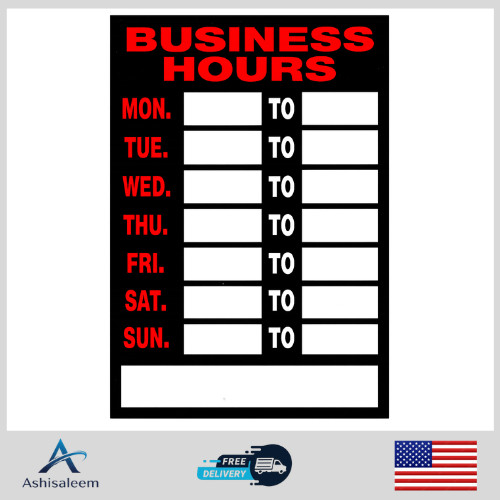 Hillman Business Hours Sign 12 x 8 in Plastic Store Sign