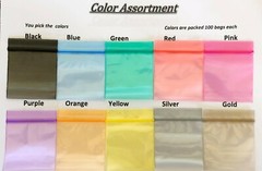 100 SMALL BAGGIES 1010 ALL COLORS AND CLEAR MINI Resealable POLY BAGS