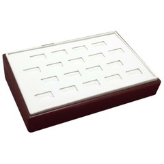 Red Rosewood Jewelry Ring Display Tray Ring Holder Organizer ~ Holds 18 Rings