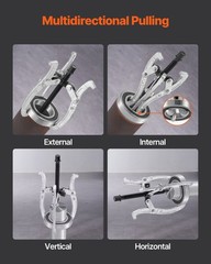 Gear Puller Set, 3 in/4 in/6 in/8 in 3 Jaw Bearing Puller with Reversible Jaws,