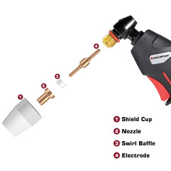 9-in-1 MIG205MP Multi-Process Welder 120/240V+110pcs Plasma Cutting Consumables