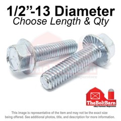 1/2″-13 Grade 5 Serrated Hex Flange Screws Frame Bolts Zinc (Pick Length & Qty)