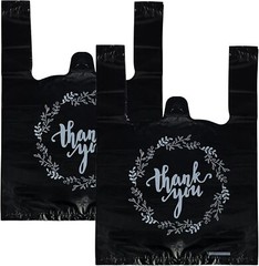 100PCS Black Thank You Bags for T-Shirt Grocery Merchandise Shopping Bags