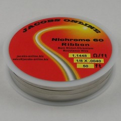 Nichrome 60 ribbon (flat) wire 1/8″ X 0.004″, 1.145 ohms/ft, 50 ft spool