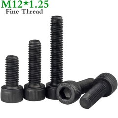 M12 1.25 Fine Thread Grade 12.9 Hex Socket Head Cap Screw Allen Bolt Black Oxide