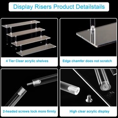 HENABLE 4 Tier Acrylic Perfume Organizer Stand, Clear Display Risers for