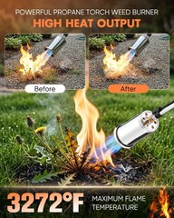 Saker Propane Torch Weed Burner – 45,000 BTU Flame Thrower with 30″ Curved Handl