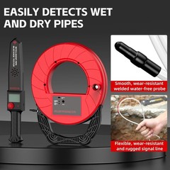 Pipe Blockage Detector Locators 100ft/30m Waterproof for PVC Plastic Metal