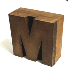 Vintage Letterpress WOOD LETTER M “M” PRINT TYPE Printing 2″ x 2″